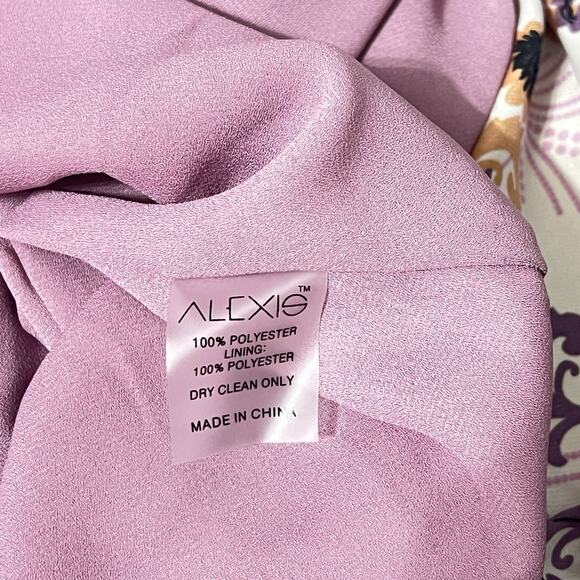 Alexis Satin Sequined Floral Adjustable Waist Peasant Flowy Maxi Dress Size XS - Picture 7 of 9